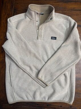Eddie Bauer Men’s Beige Tan button up Fleece Pullover